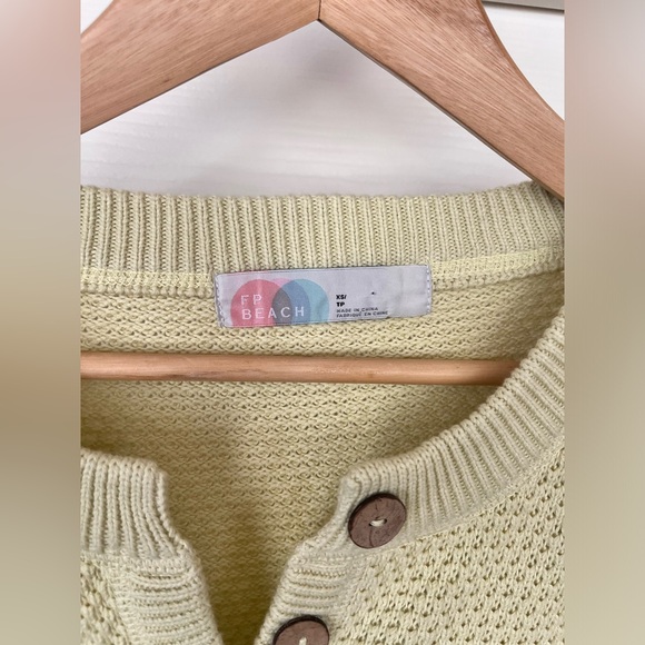 Free People Haliee XS lime Green Top Pants Sweater Set Comfy knit FP Beach - Picture 3 of 12